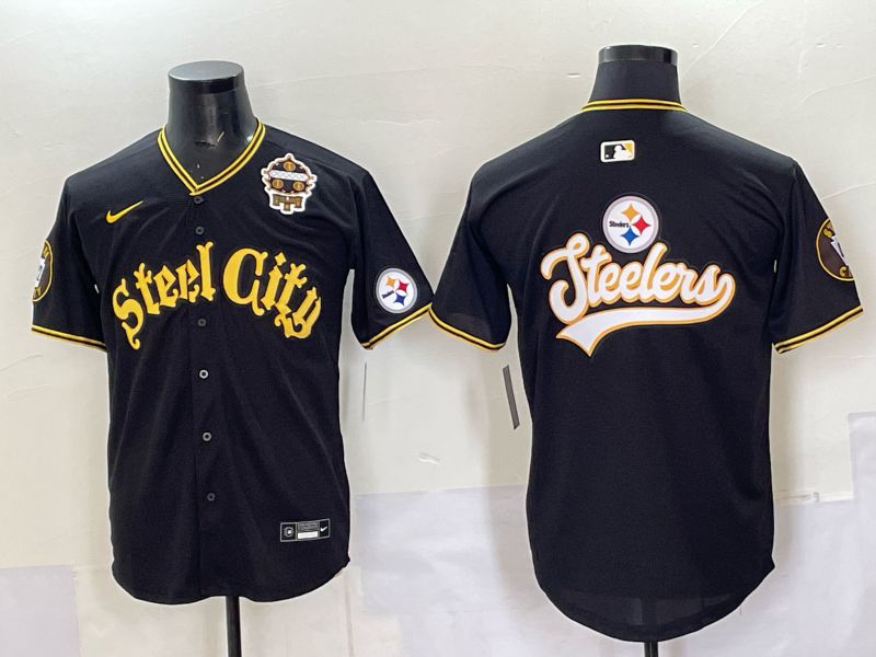 Men 2025 Nike Pittsburgh Steelers Blank Black Limited NFL Jersey style 0053->pittsburgh steelers->NFL Jersey